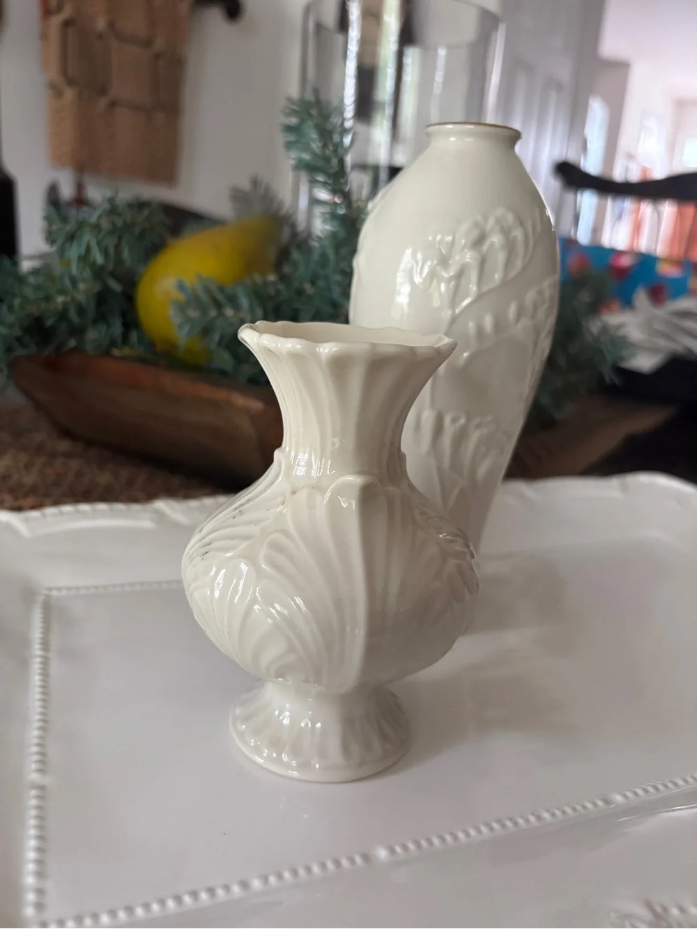 Lenox Ivory Embossed Ceramic Vases